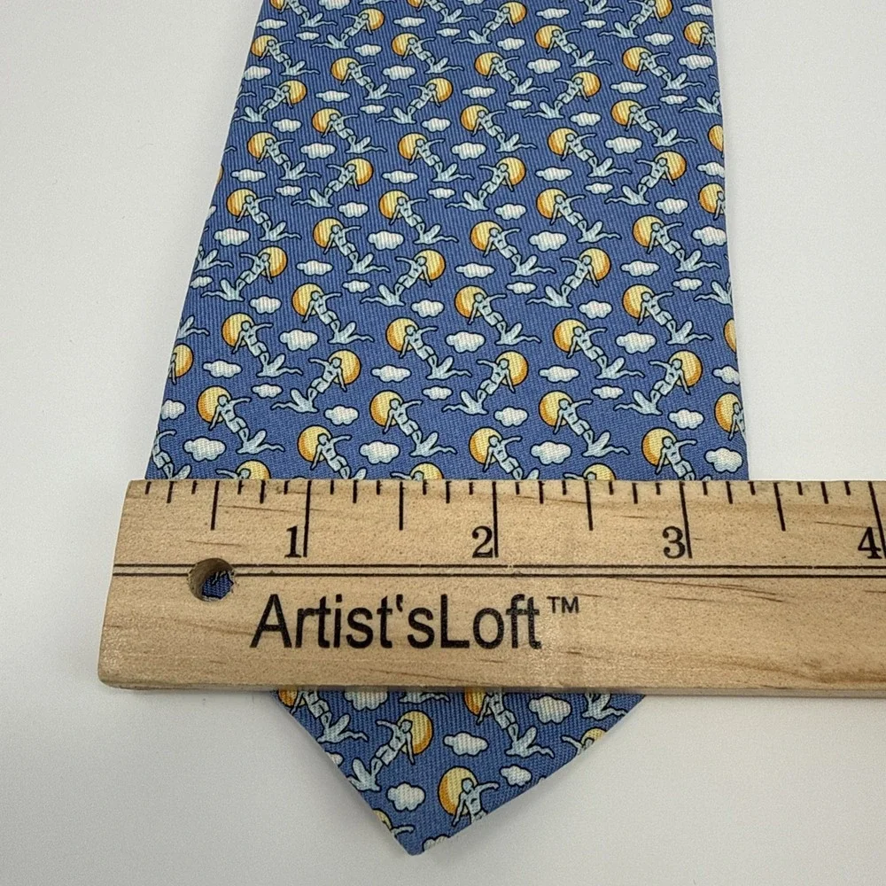 Vineyard Vines Mens Silk Tie Light Blue Surfer Sun Novelty Martha's Vineyard